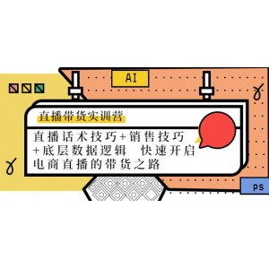 直播帶貨實(shí)訓(xùn)營(yíng)：話術(shù)技巧 銷售技巧 底層數(shù)據(jù)邏輯 快速開啟直播帶貨之路