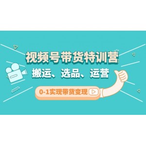 視頻號帶貨特訓營(第3期)：搬運、選品、運營、0-1實現(xiàn)帶貨變現(xiàn)