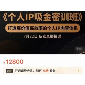 個人IP吸金密訓班，打造高價值高效率的個人IP內(nèi)容體系（價值12800元）