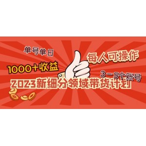 2023新細(xì)分領(lǐng)域帶貨計(jì)劃：單號單日1000+收益不難，每人可操作3-5個(gè)賬號