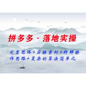 拼多多實(shí)操篇·落地實(shí)操：完整思路+實(shí)操案例+拆解操作思路+復(fù)雜的算法簡(jiǎn)單化