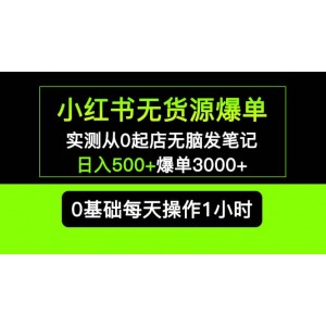 小紅書無貨源爆單 實測從0起店無腦發(fā)筆記爆單3000 長期項目可多店