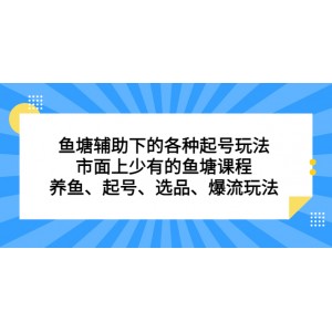 魚塘輔助下的各種起號玩法，市面上少有的魚塘課程，養(yǎng)魚、起號、選品、爆流玩法