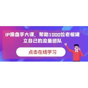 IP-操盤手大課，幫助1000位老板建立自己的流量團(tuán)隊(duì)（13節(jié)課）