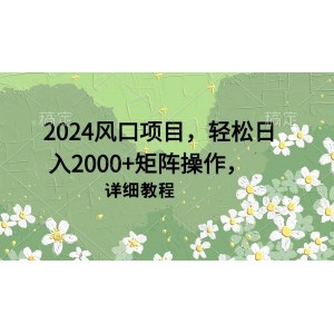 2024熱門賺錢項(xiàng)目揭秘，日賺2000+的矩陣式操作法，詳細(xì)步驟大公開